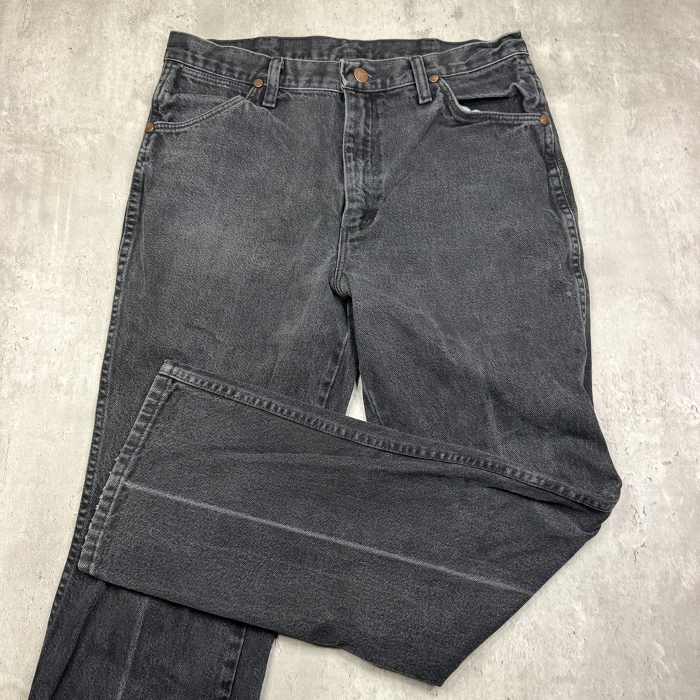 Wrangler 936WBK Straight Jeans Mens Size W32 L30 Black Denim Cowboy Cut Rodeo